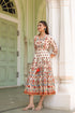 White Printed Fit & Flare Ethnic Dress